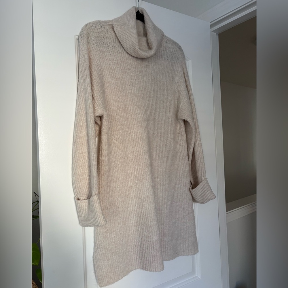 Cozy Cream Turtleneck Sweater Dress